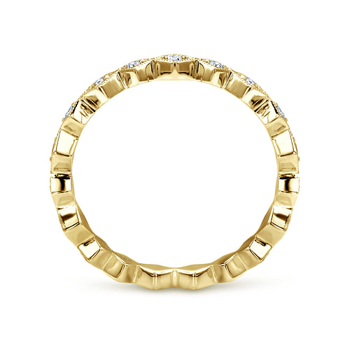 14K Yellow Gold Geometric Diamond Stackable Ring - 0.21 ct - Shot 2