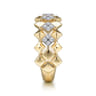 14K Yellow Gold Geometric Diamond Station Grommet Ring - 0.21 ct