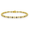 14K Yellow Gold Geometric Diamond and Sapphire Tennis Bracelet - 0.3 ct