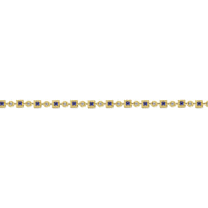 14K Yellow Gold Geometric Diamond and Sapphire Tennis Bracelet