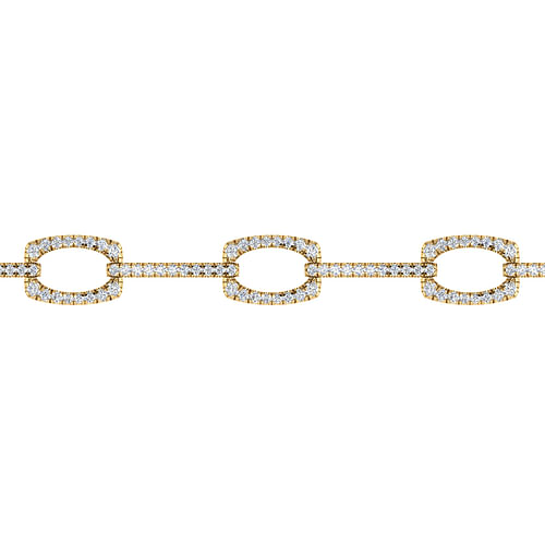 14K Yellow Gold Geometric Link Diamond Tennis Bracelet - 1.4 ct - Shot 2