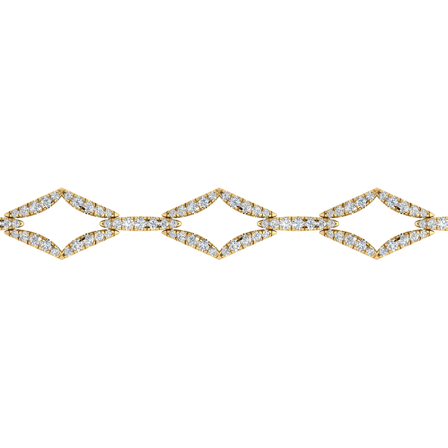 14K Yellow Gold Geometric Link Diamond Tennis Bracelet - 1.5 ct - Shot 2