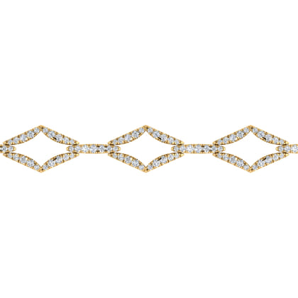14K Yellow Gold Geometric Link Diamond Tennis Bracelet
