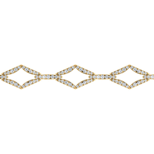 14K Yellow Gold Geometric Link Diamond Tennis Bracelet - 1.5 ct - Shot 2