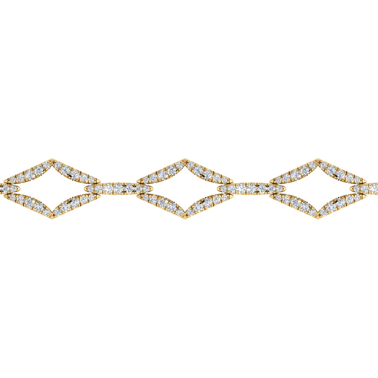 14K Yellow Gold Geometric Link Diamond Tennis Bracelet - 1.5 ct - Shot 2