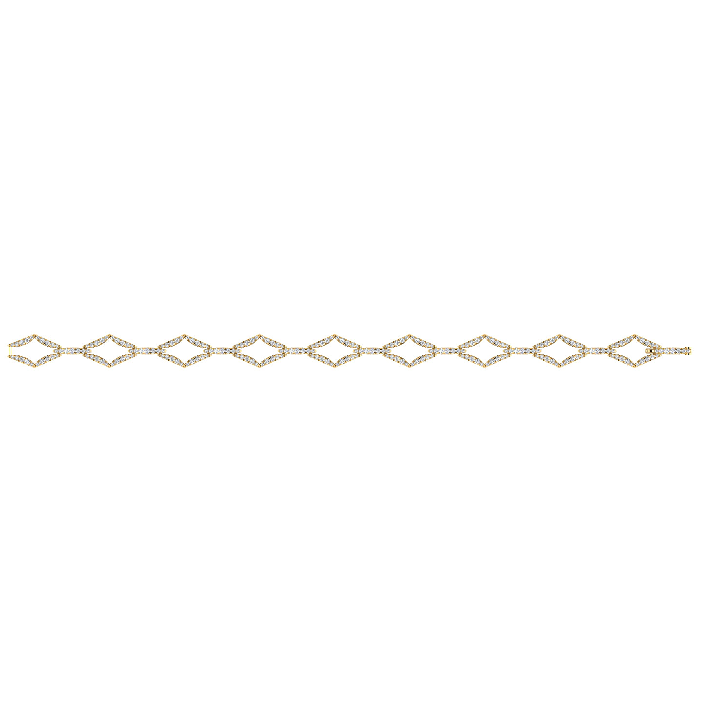 14K Yellow Gold Geometric Link Diamond Tennis Bracelet - 1.5 ct - Shot 3