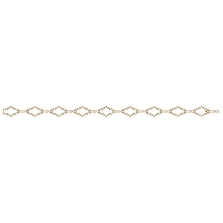 14K Yellow Gold Geometric Link Diamond Tennis Bracelet - 1.5 ct - Shot 3