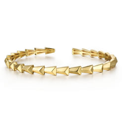 14K Yellow Gold Geometric Open Bangle