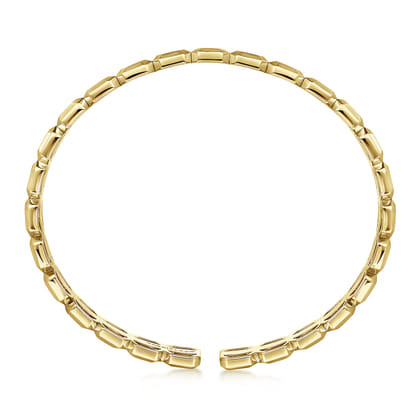 14K Yellow Gold Geometric Open Cuff Bracelet with Black Spinel Stations