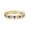 14K Yellow Gold Geometric Sapphire and Diamond Stackable Ring - 0.07 ct