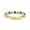 14K Yellow Gold Geometric Sapphire and Diamond Stackable Ring - 0.07 ct