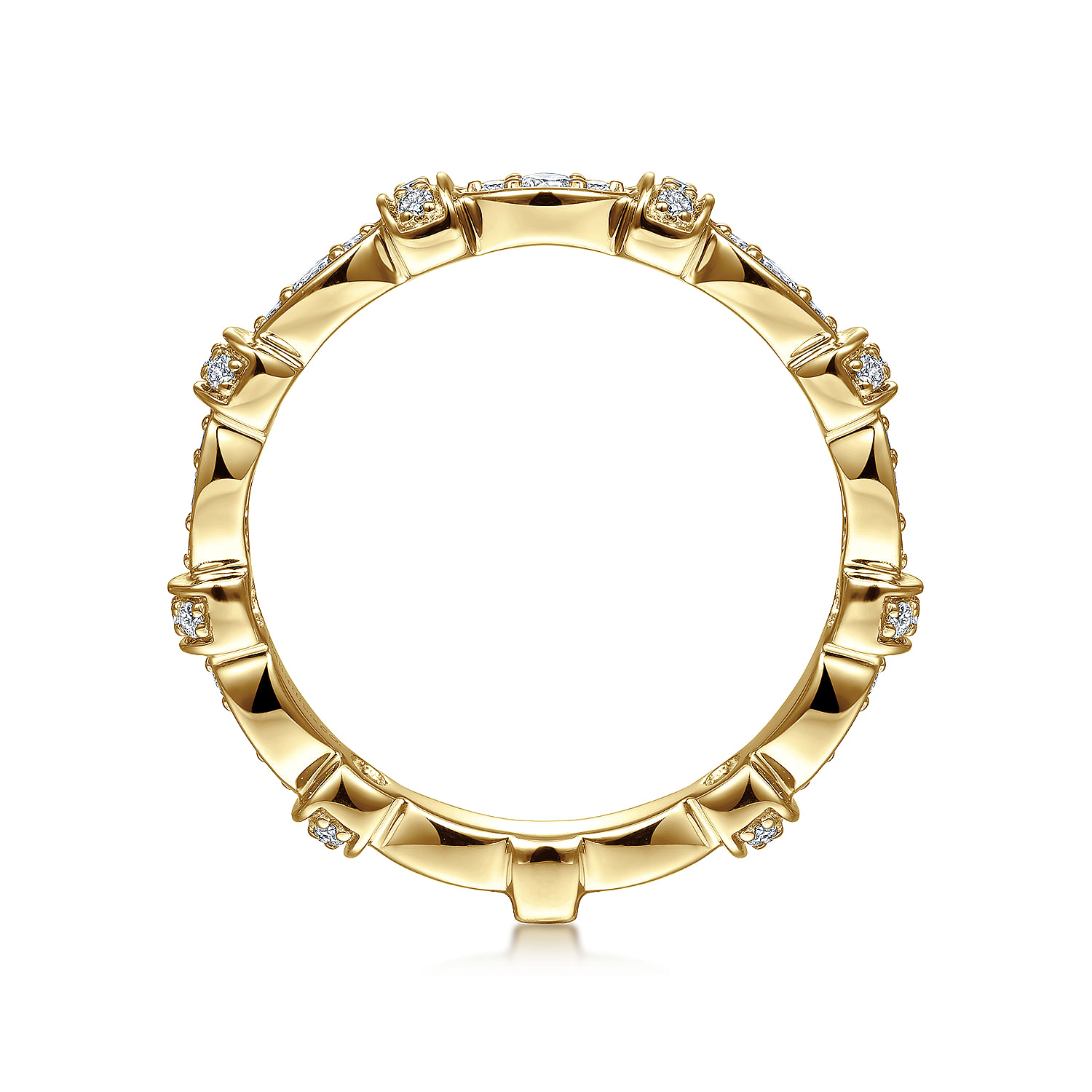 14K Yellow Gold Geometric Stackable Diamond Ring - 0.25 ct - Shot 2