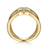 14K Yellow Gold Geometric Station Diamond Pave Statement Ring - 0.45 ct