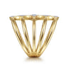 14K Yellow Gold Geometric Station Diamond Pave Statement Ring - 0.45 ct