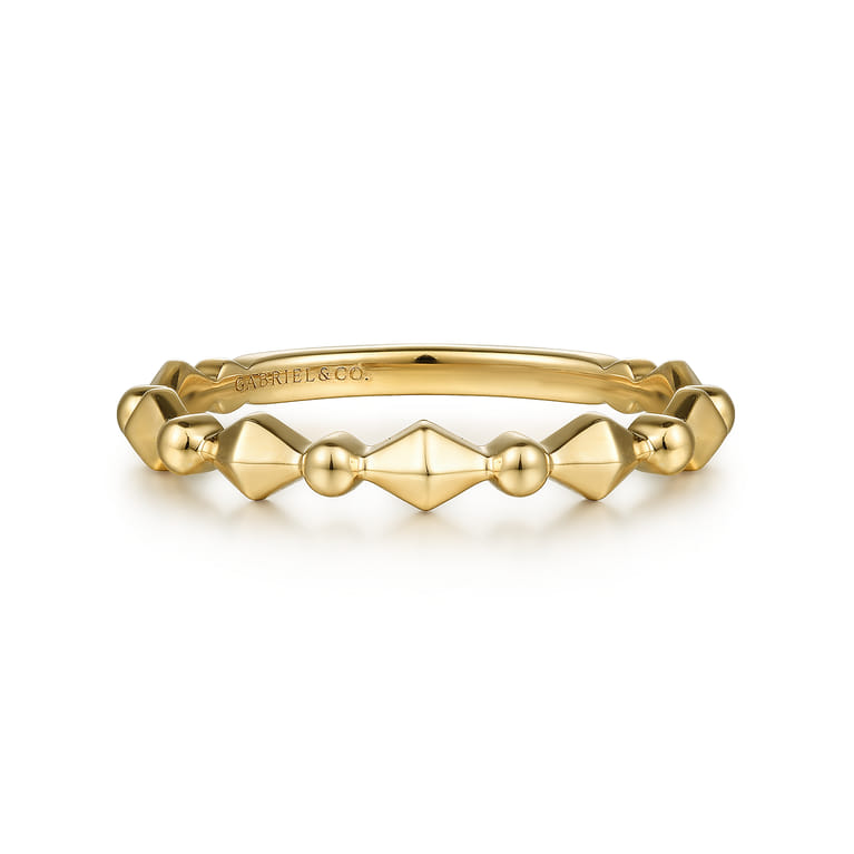 14K Yellow Gold Geometric Station Stackable Ring - Shot 1