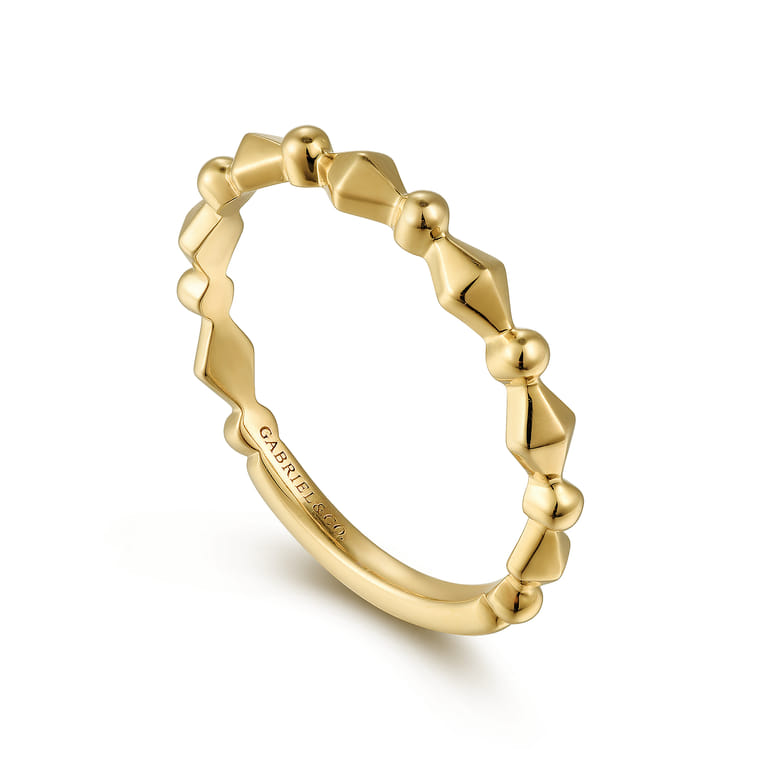 14K Yellow Gold Geometric Station Stackable Ring - Shot 3