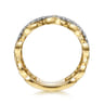 14K Yellow Gold Geometric and Diamond Three Row Stackable Ring - 0.23 ct
