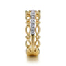 14K Yellow Gold Geometric and Diamond Three Row Stackable Ring - 0.23 ct