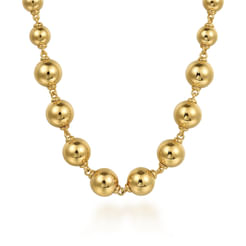 14K Yellow Gold Graduated Bujukan Bead 16 Inch Necklace