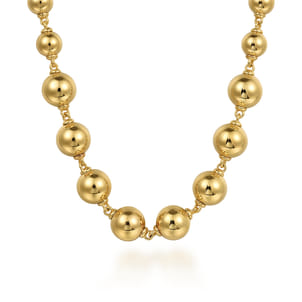 14K Yellow Gold Graduated Bujukan Bead 16 Inch Necklace