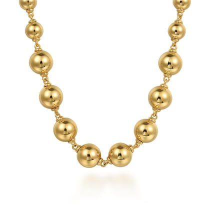 14K Yellow Gold Graduated Bujukan Bead 16 Inch Necklace