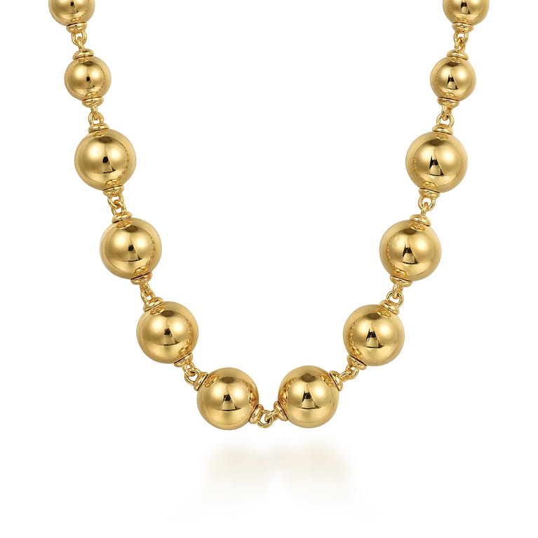 14K Yellow Gold Graduated Bujukan Bead 16 Inch Necklace - Shot 1