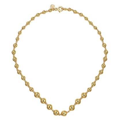 14K Yellow Gold Graduated Bujukan Bead 16 Inch Necklace