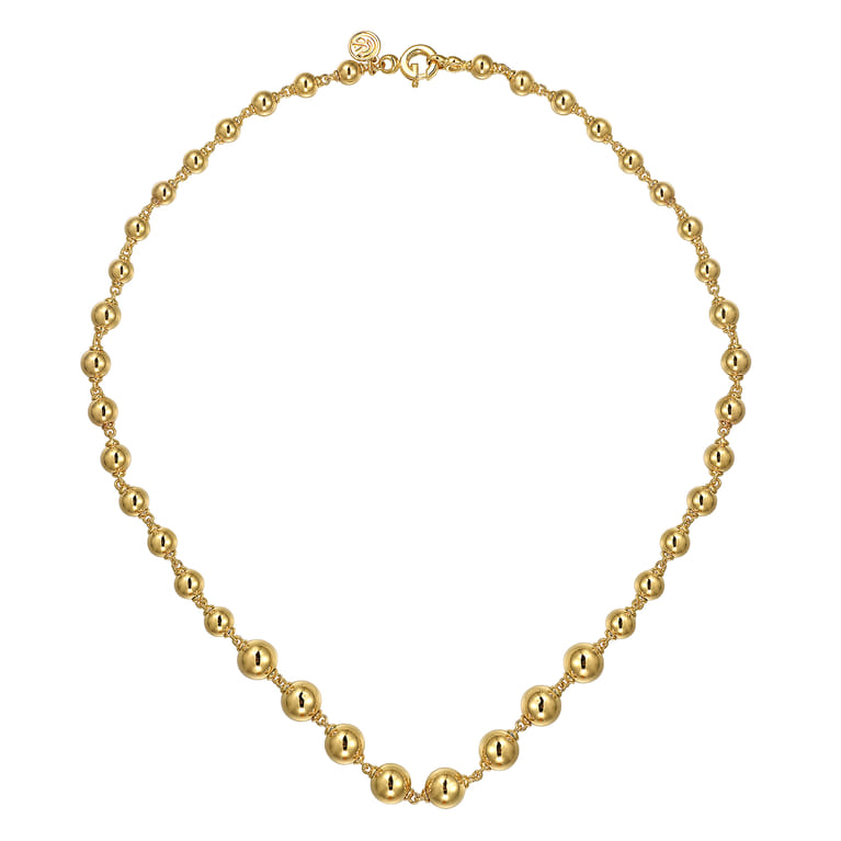14K Yellow Gold Graduated Bujukan Bead 16 Inch Necklace - Shot 2