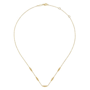 14K Yellow Gold Graduated Bujukan Beads Station Necklace