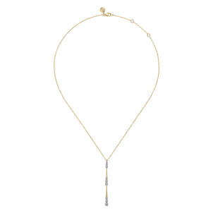 14K Yellow Gold Graduated Diamond Station Drop Y Necklace