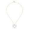 14K Yellow Gold Graduated Diamond Station Heart Pendant Necklace - 0.55 ct