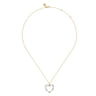 14K Yellow Gold Graduated Diamond Station Heart Pendant Necklace - 0.3 ct