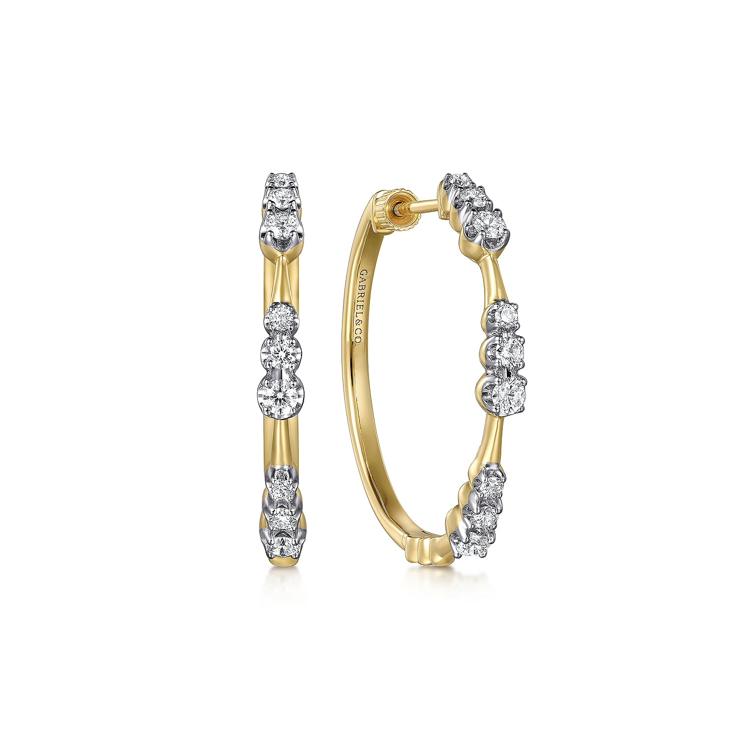 14K-Yellow-Gold-Graduated-Diamond-Station-Round-Classic-30mm-Hoop-Earrings1