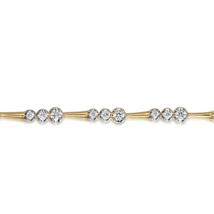 14K Yellow Gold Graduated Diamond Station Tennis Bracelet