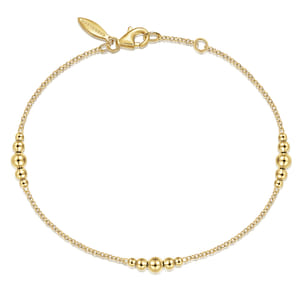 14K Yellow Gold Graduating Bead Stations Bracelet