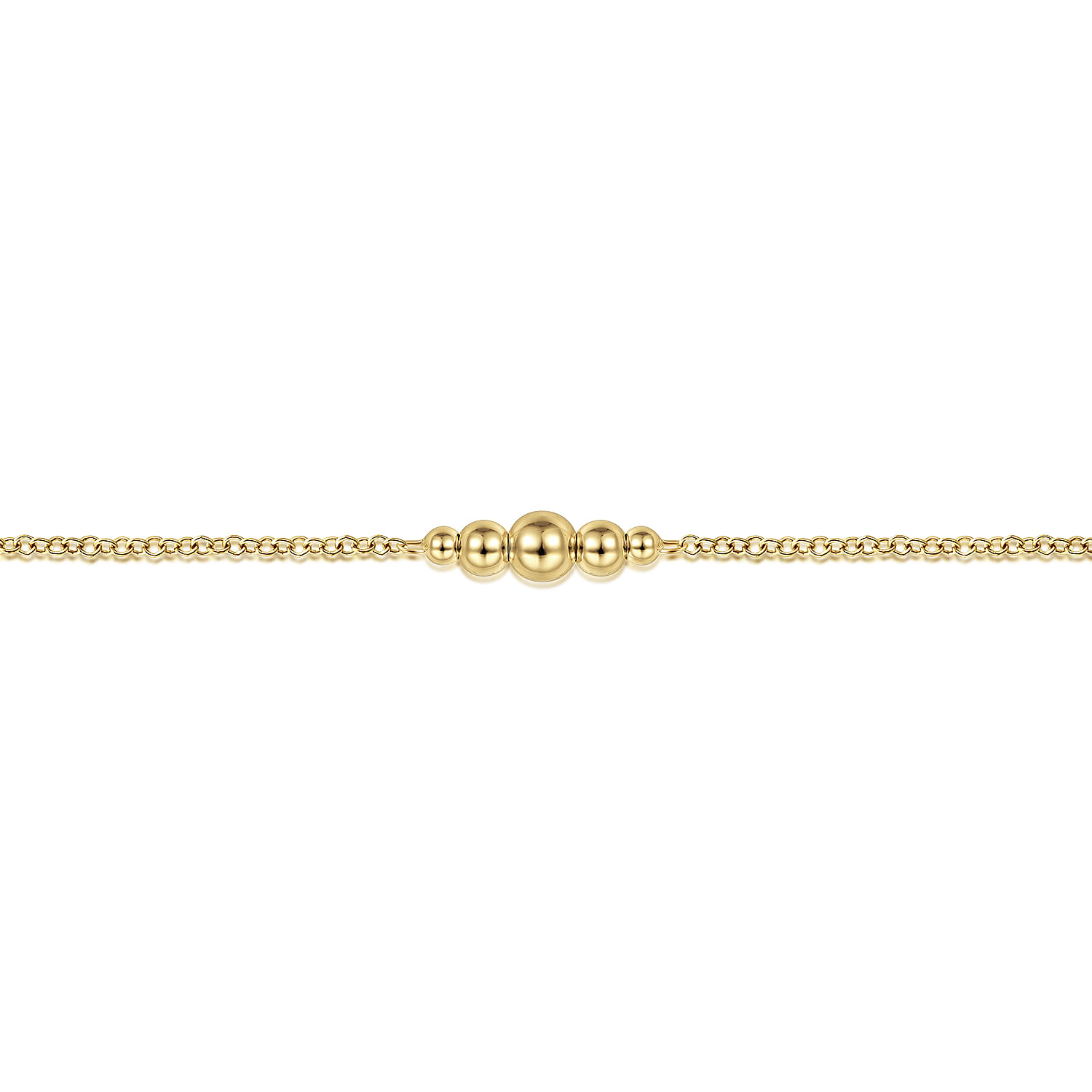 14K Yellow Gold Graduating Bead Stations Bracelet