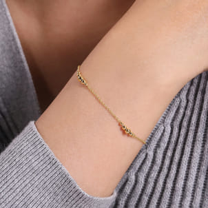 14K Yellow Gold Graduating Bead Stations Bracelet