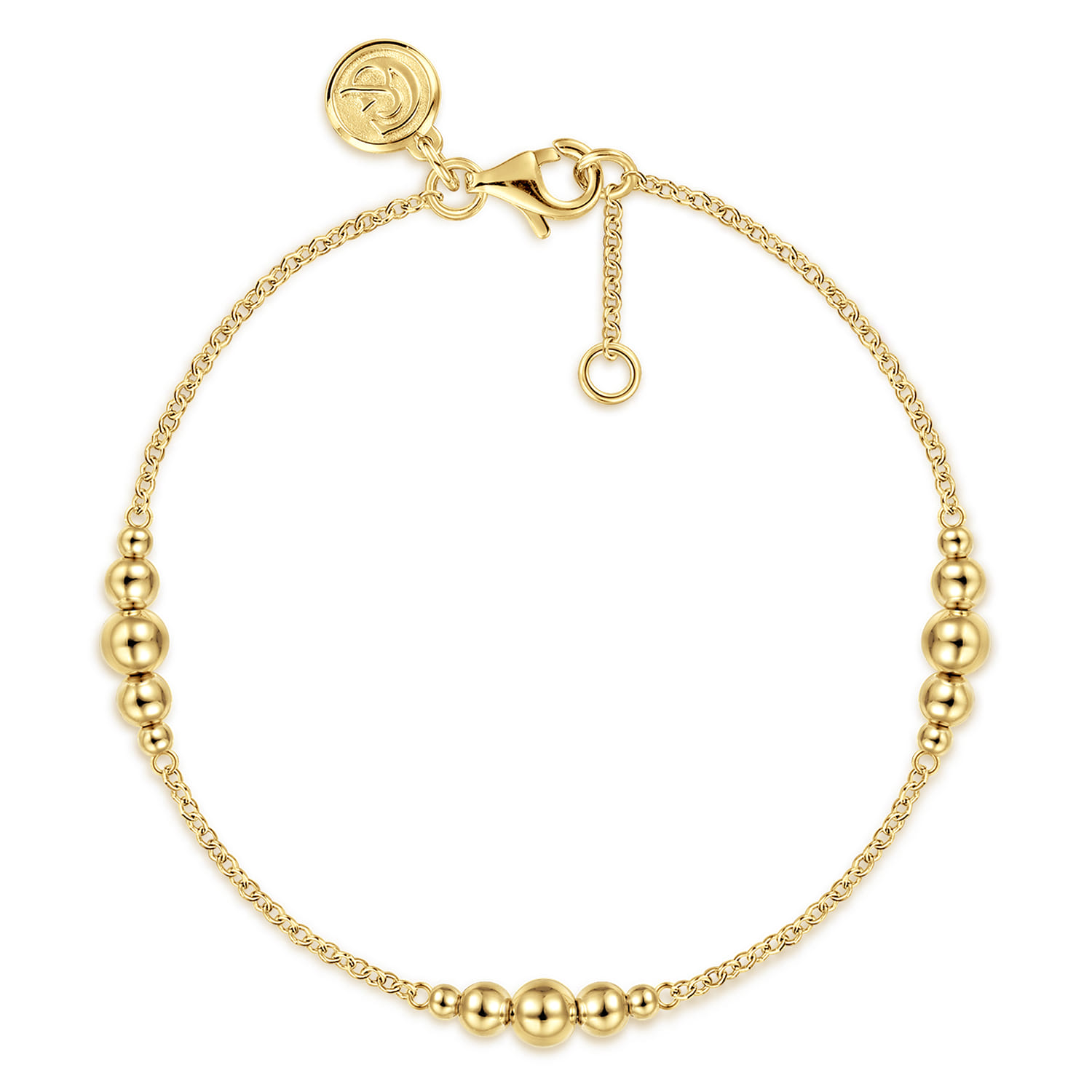14K Yellow Gold Graduating Bead Stations Bracelet - Shot 1