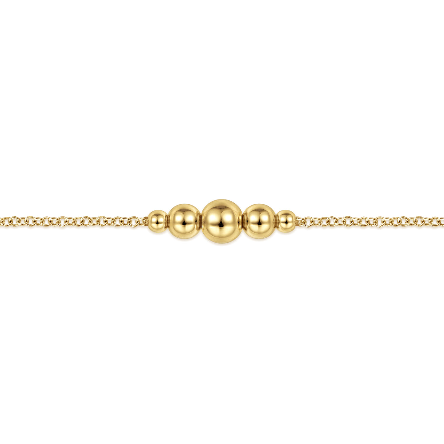 14K Yellow Gold Graduating Bead Stations Bracelet - Shot 2