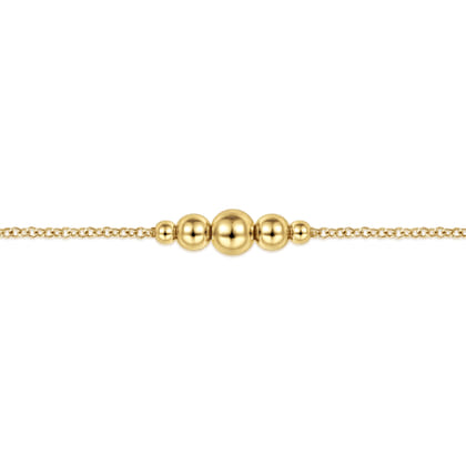 14K Yellow Gold Graduating Bead Stations Bracelet