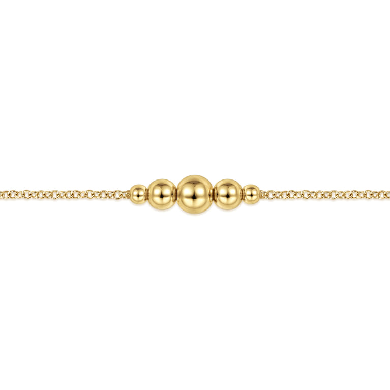 14K Yellow Gold Graduating Bead Stations Bracelet - Shot 2
