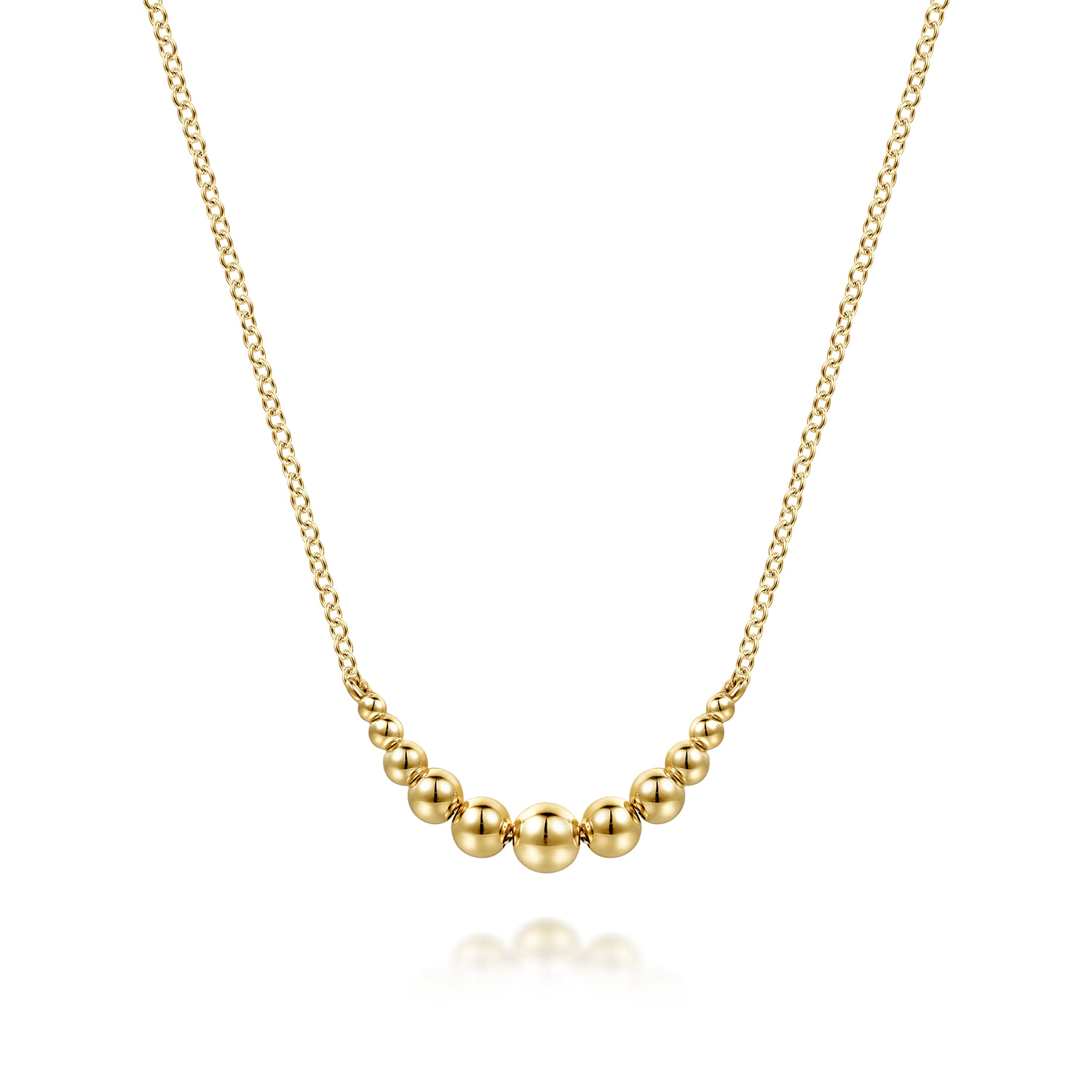 14K Yellow Gold Graduating Bujukan Ball Bar Necklace - Shot 1