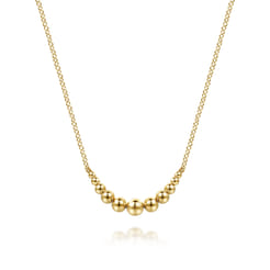 14K Yellow Gold Graduating Bujukan Ball Bar Necklace