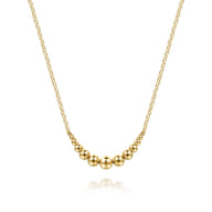 14K Yellow Gold Graduating Bujukan Ball Bar Necklace