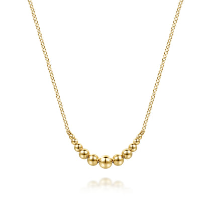 14K Yellow Gold Graduating Bujukan Ball Bar Necklace