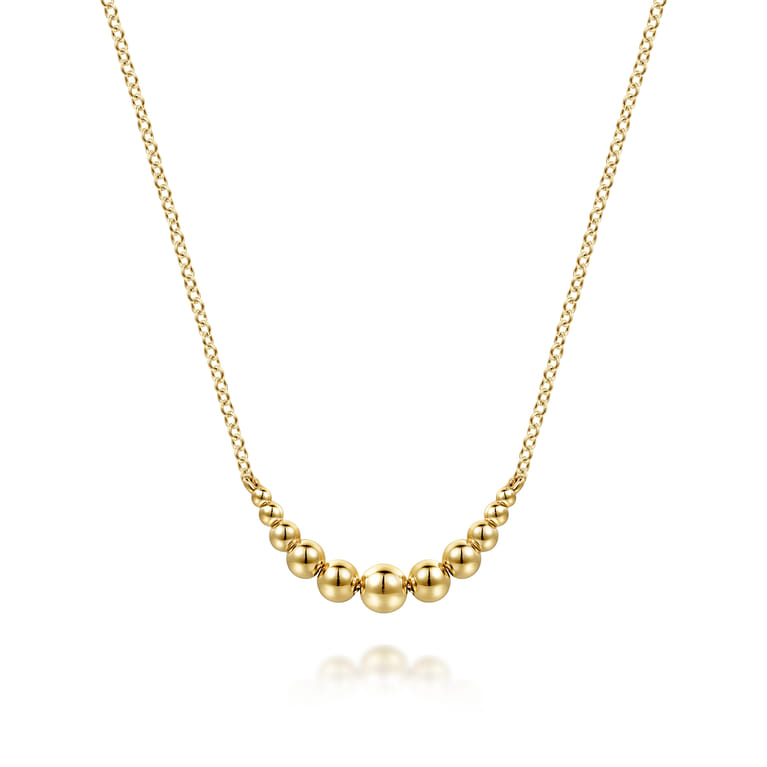 14K Yellow Gold Graduating Bujukan Ball Bar Necklace - Shot 1