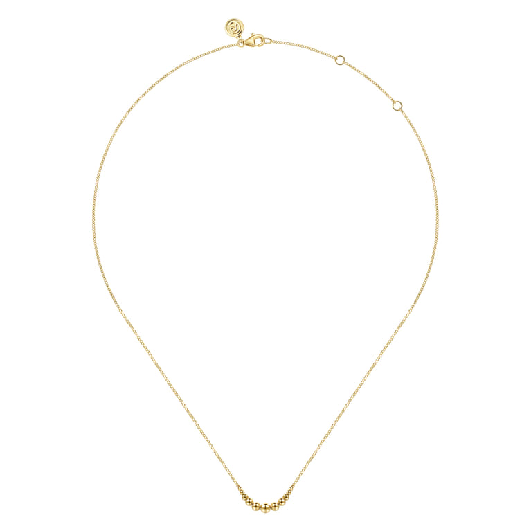 14K Yellow Gold Graduating Bujukan Ball Bar Necklace - Shot 2