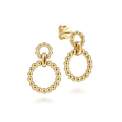 14K Yellow Gold Graduating Bujukan Ball Circle Drop Earrings