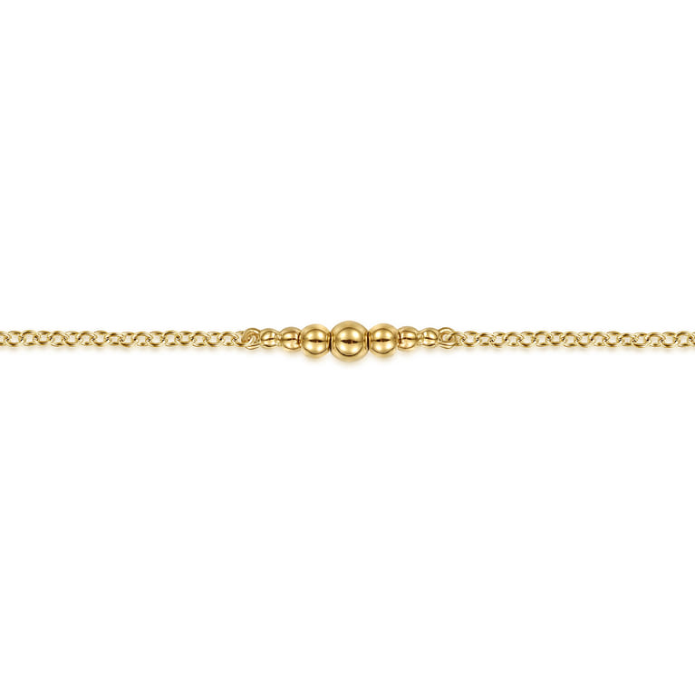 14K Yellow Gold Graduating Bujukan Ball Station Bracelet - Shot 2