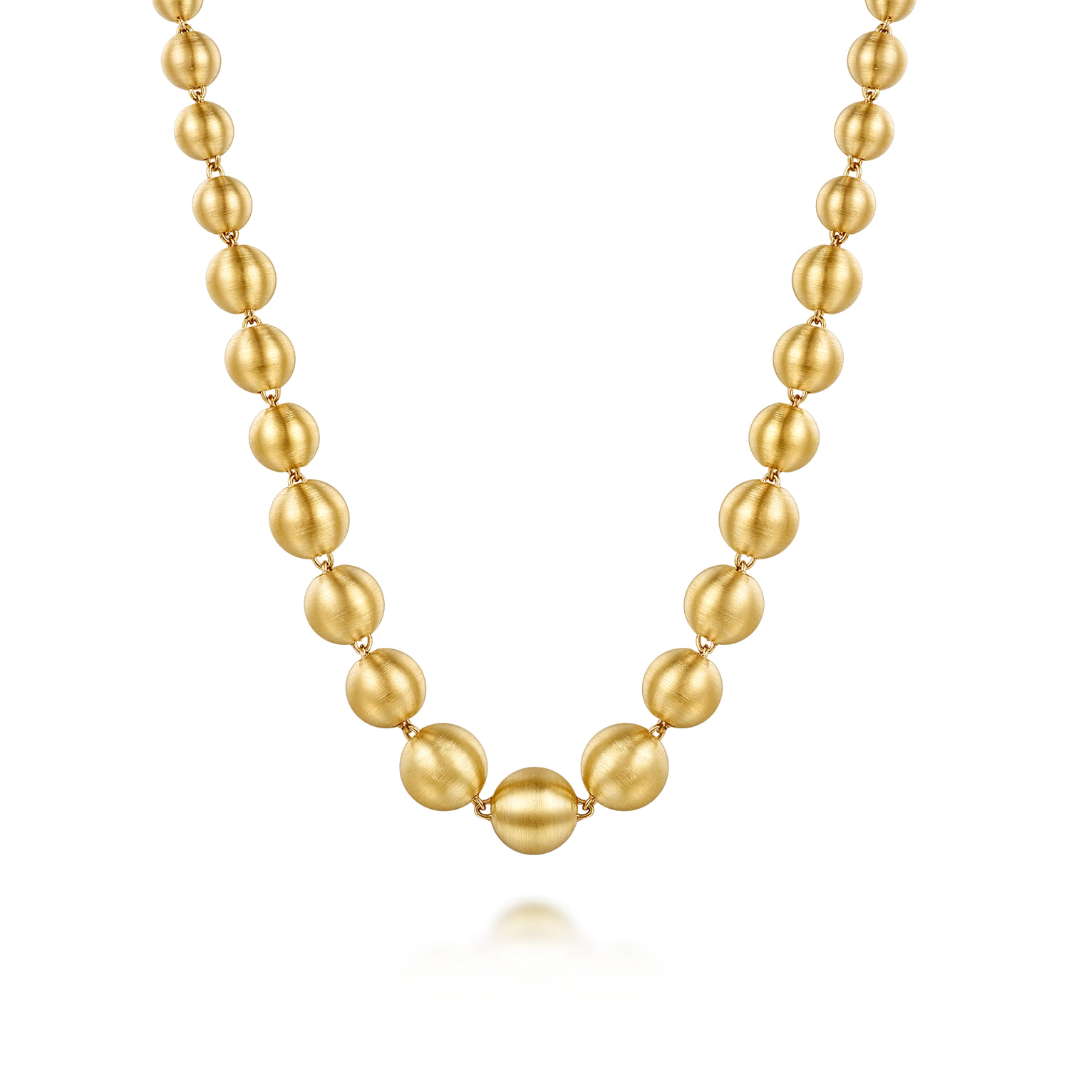 14K Yellow Gold Graduating Bujukan Bead Chain Necklace - Shot 1